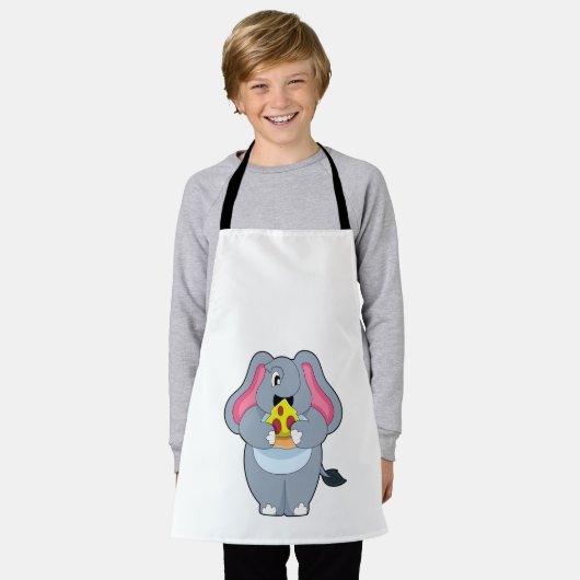 象とピザ エプロン (着用した状態)