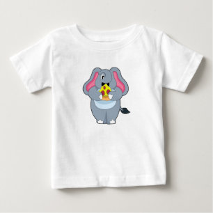 象とピザ ベビーTシャツ