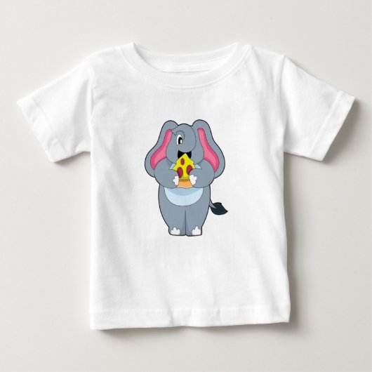 象とピザ ベビーTシャツ (正面)