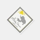 象とベビー、傘の赤ちゃんシャワー スタンダードカクテルナプキン (角)