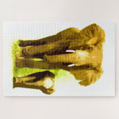 象とベビー – 動物の芸術 ジグソーパズル (横)