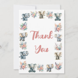 象とボーホージャングルの花の感謝カード 招待状