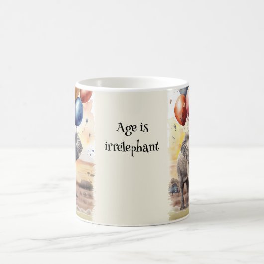 象と吹き出遊し語誕生日 コーヒーマグカップ (中央)