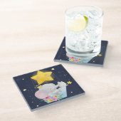 象と子猫 ガラスコースター (アングル)