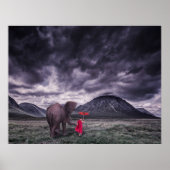 象と少年のブッダ超現実的なファンタジーアートポスター ポスター (正面)