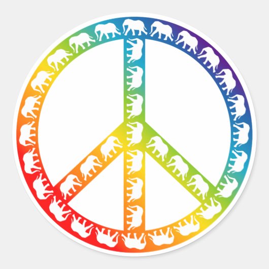 象と平和のシンボル ラウンドシール (正面)