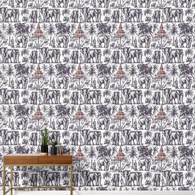 象と彫像 壁紙 (廊下)