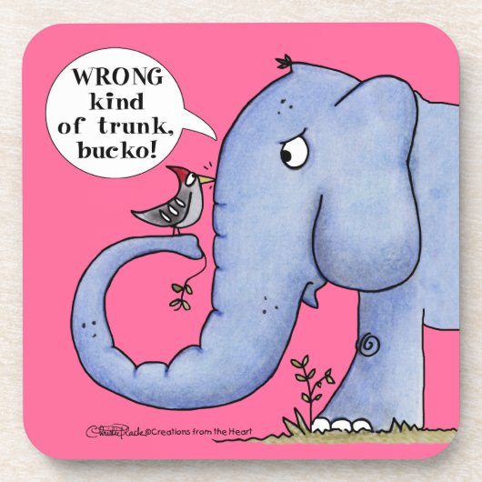 象と木のペッカーの誤解 コースター (正面)