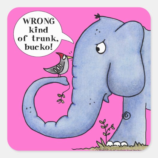 象と木のペッカーの誤解 スクエアシール (正面)