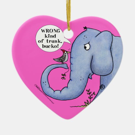 象と木のペッカーの誤解 セラミックオーナメント (正面)