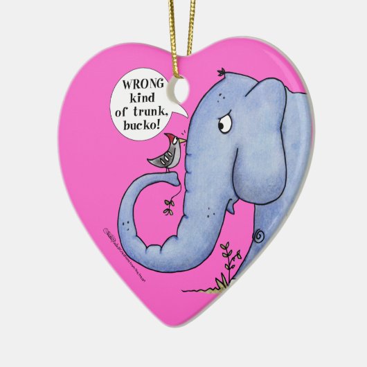 象と木のペッカーの誤解 セラミックオーナメント (左)