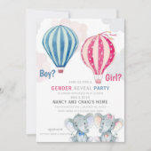 象と気球の性別発表パーティー 招待状 (正面)
