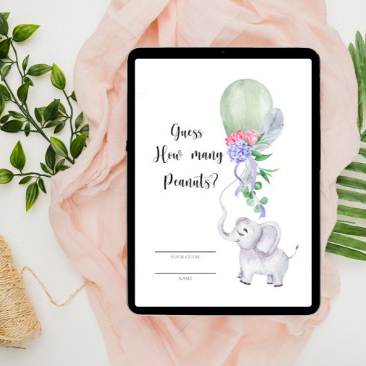 象と気球ピーナッツの数を推測 エンクロージャーカード