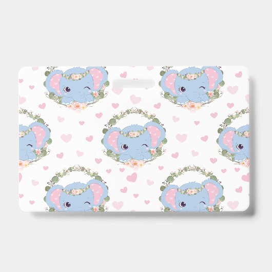 象と花の入れ墨 バッジ (正面)