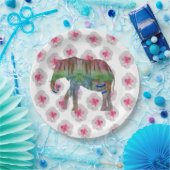 象と花 ペーパープレート (パーティー)