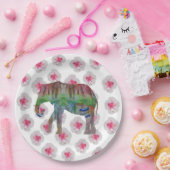 象と花 ペーパープレート (パーティー)