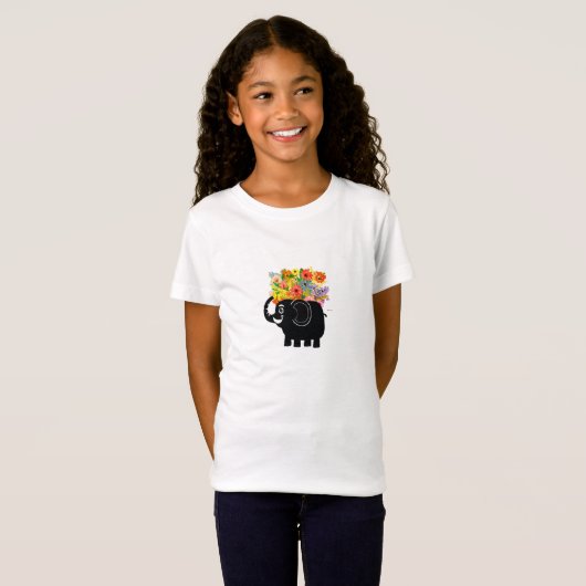 象と花 Tシャツ (正面フル)