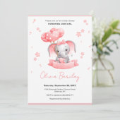象と風船の赤ちゃんシャワー 招待状 (スタンド正面)