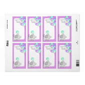 象と風船マゼンタ水玉模様ブックのラベル ラベル (フルシート)