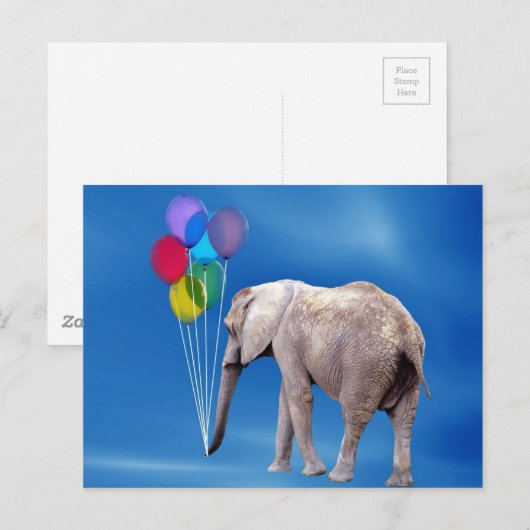 象と風船 ポストカード (正面/裏面)