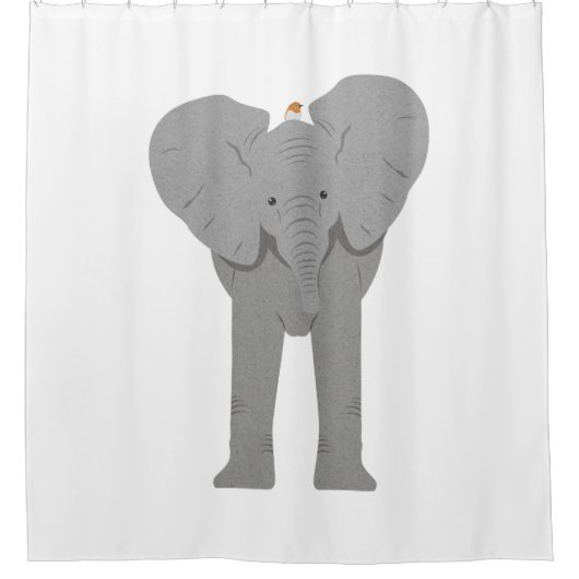 象と鳥 シャワーカーテン (正面)