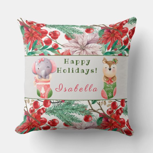 象と鹿のカスタマイズ文字と名前20「X20」 クッション (正面)