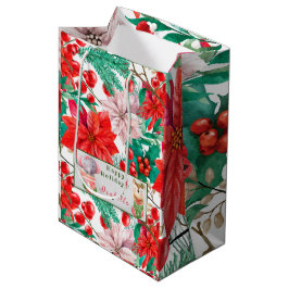 象と鹿のカスタマイズ文字と名 ミディアムペーパーバッグ