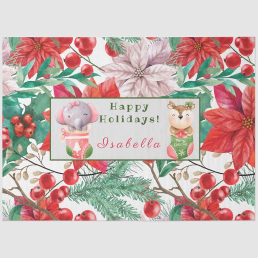 象と鹿のカスタマイズ文字と名 薄葉紙 (正面)