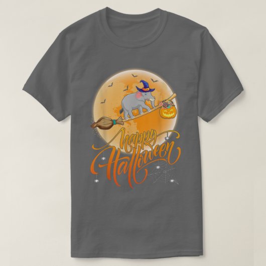 象に乗る魔女ショットガンムーンヴィンテージ象 Tシャツ (デザイン正面)