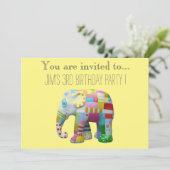 象のおもちゃ乳児または幼児の誕生日パーティー 招待状 (スタンド正面)