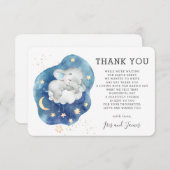象のお洒落きらめく小さな星の赤ちゃんシャワー サンキューカード (正面/裏面)