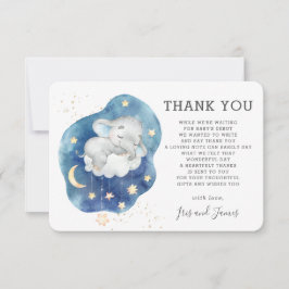 象のお洒落きらめく小さな星の赤ちゃんシャワー サンキューカード