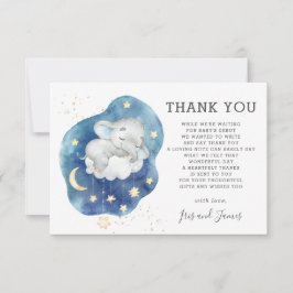 象のお洒落きらめく小さな星の赤ちゃんシャワー サンキューカード