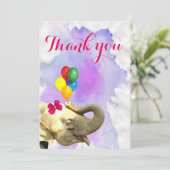 象のかわいいジャングルの動物の水彩画は感謝していしています サンキューカード (スタンド正面)