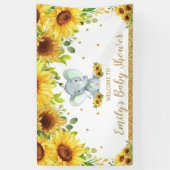 象のひまわりのニュートラルベビーシャワー背景 横断幕 (縦)
