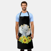 象のひまわりプレゼント エプロン (着用した状態)