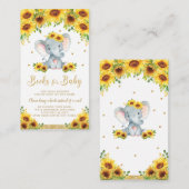 象のひまわり赤ちゃんシャワーが本を持ってくる エンクロージャーカード (正面/裏面)