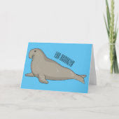 象のアザラシ漫画イラストレーション カード (正面)