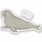 象のアザラシ漫画イラストレーション シール (正面)