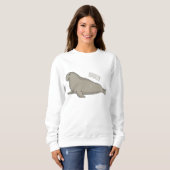 象のアザラシ漫画イラストレーション スウェットシャツ (正面フル)