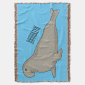 象のアザラシ漫画イラストレーション スローブランケット (正面縦)