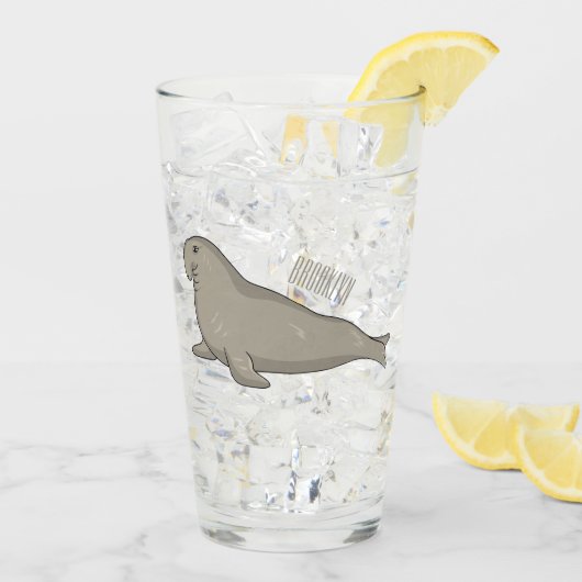象のアザラシ漫画イラストレーション タンブラーグラス (アイス裏面)