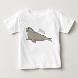 象のアザラシ漫画イラストレーション ベビーTシャツ