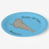 象のアザラシ漫画イラストレーション ペーパープレート (アングル)