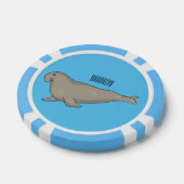 象のアザラシ漫画イラストレーション ポーカーチップ (シングル)