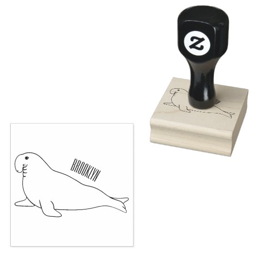 象のアザラシ漫画イラストレーション ラバースタンプ (押印)