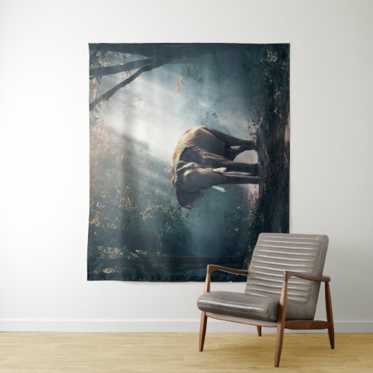 象のアフリカのサファリの森林タペストリー タペストリー (インサイチュ)