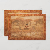 象のアフリカンサファリ ウェディング・RSVP返信カード 出欠カード (正面/裏面)