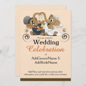 象のアートワークを持つ結婚式招待状 招待状 (正面/裏面)