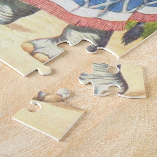 象のイラストレーションのヴィンテージの児童図書 ジグソーパズル (側面)